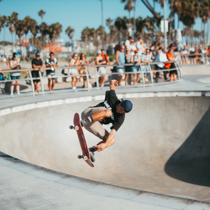 A young boy skating