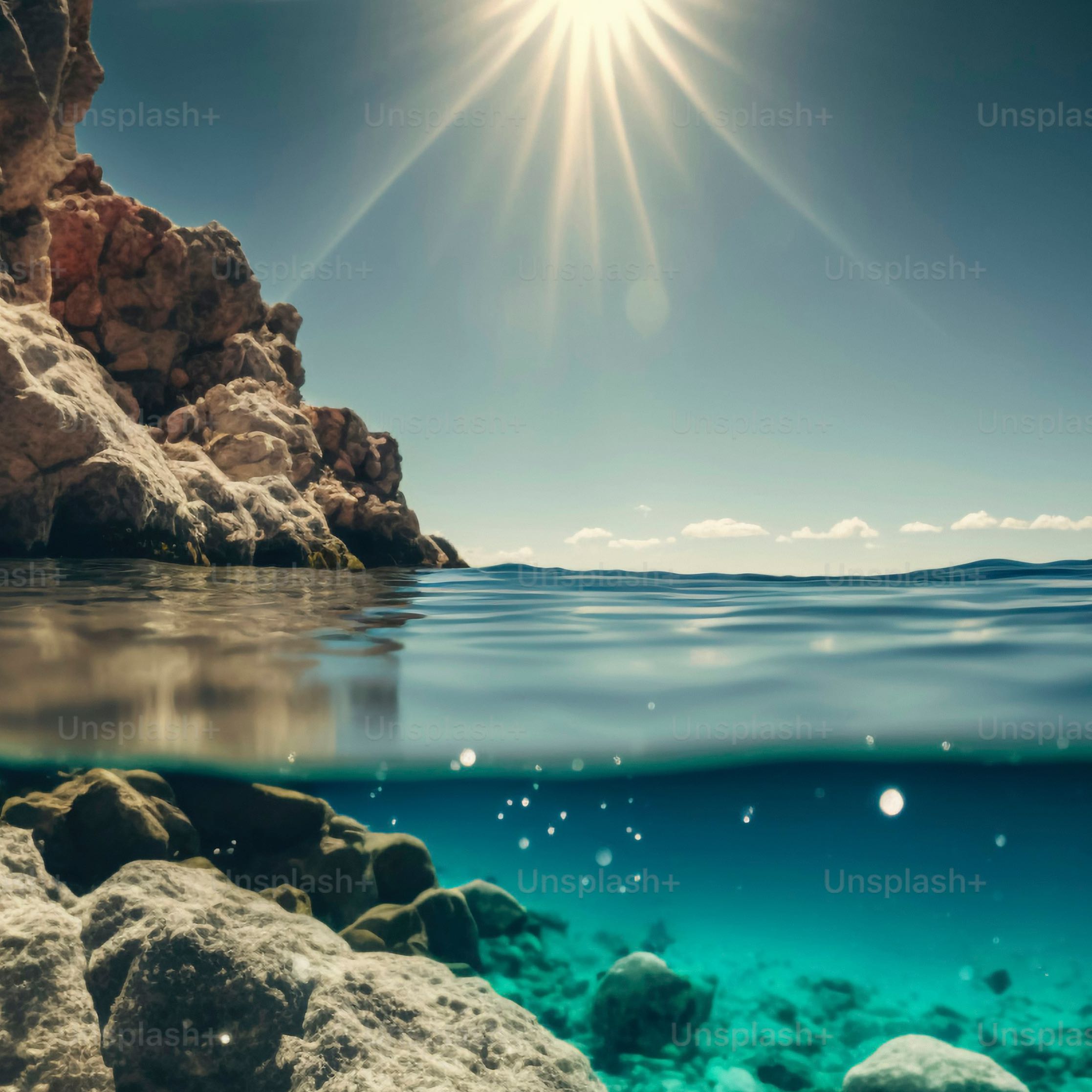 Sea huge rocks on the sea